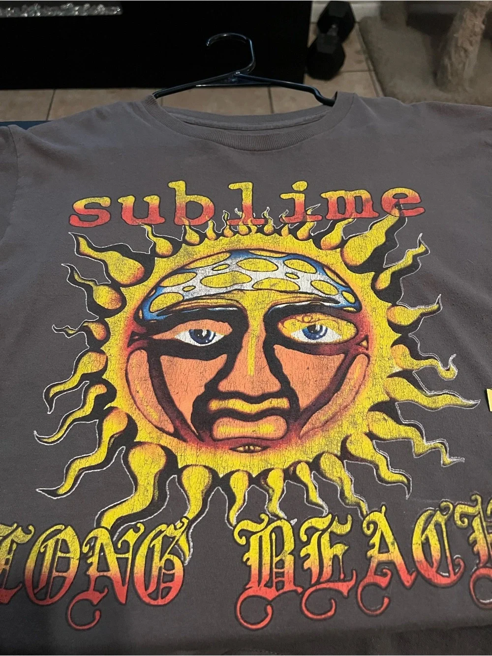 Sublime Long Beach Sun Graphic Tee - Charcoal with Yellow & Red Print - Picture 6 of 6